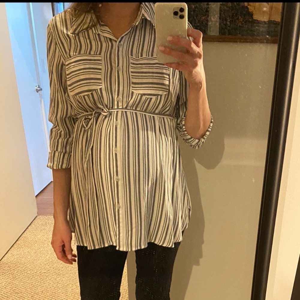 Isabel Maternity Striped Belted Shirt